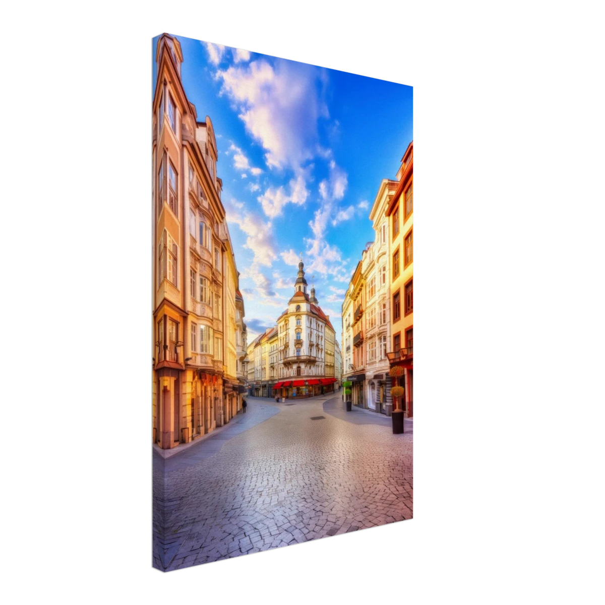 “Sunrise in the Old Town” – European Street Scene Wall Art Print - Canvas - 40x60 cm / 16x24″ -