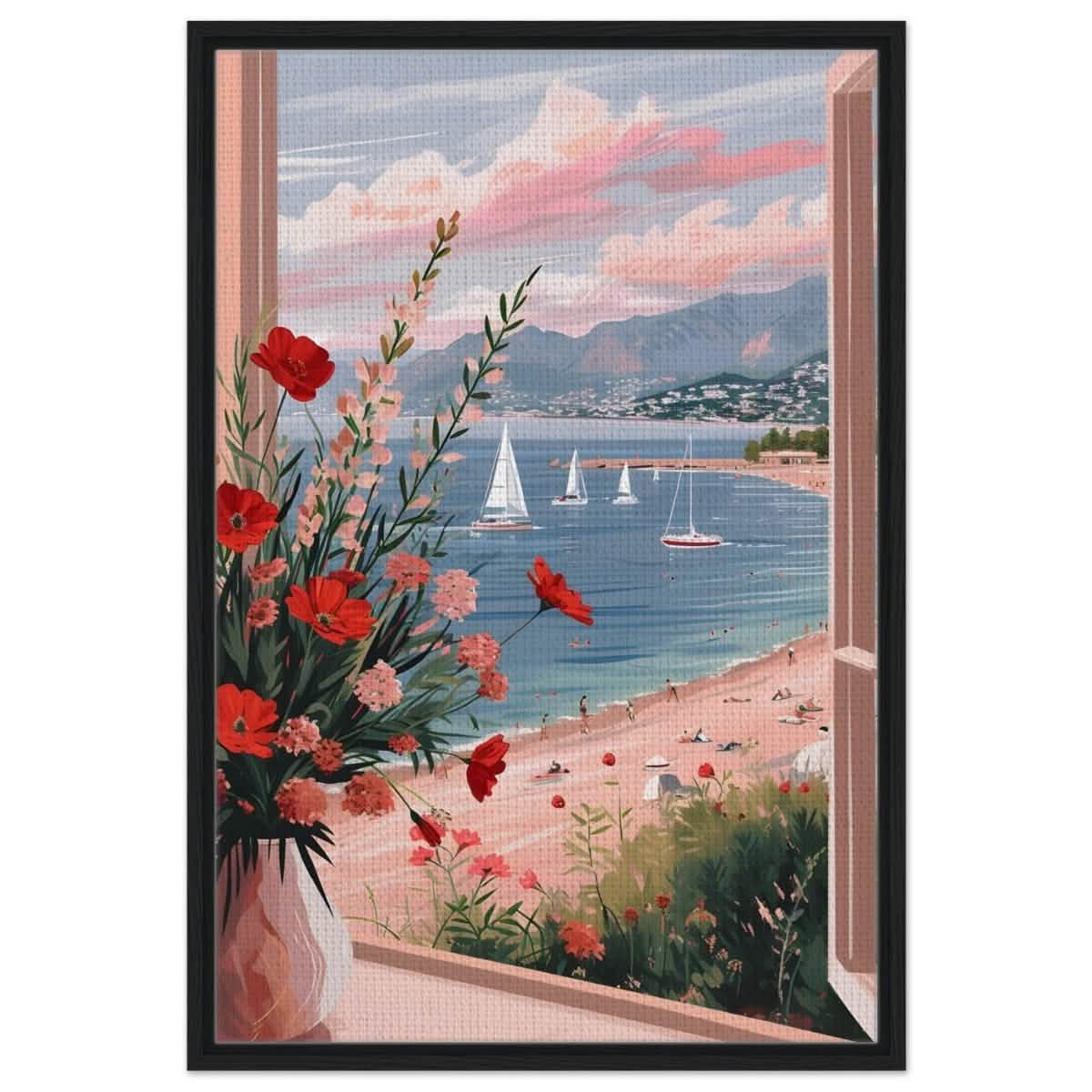 Sunset by the Bay | Contemporary Impressionism Wall art print - 60x90 cm / 24x36″ - Framed Canvas - Black frame