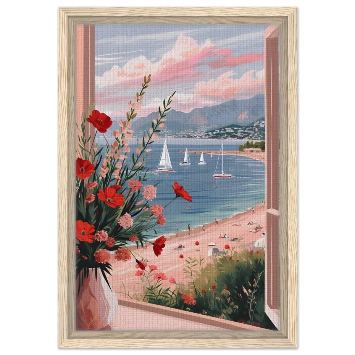 Sunset by the Bay | Contemporary Impressionism Wall art print - 30x45 cm / 12x18″ - Framed Canvas - Wood frame