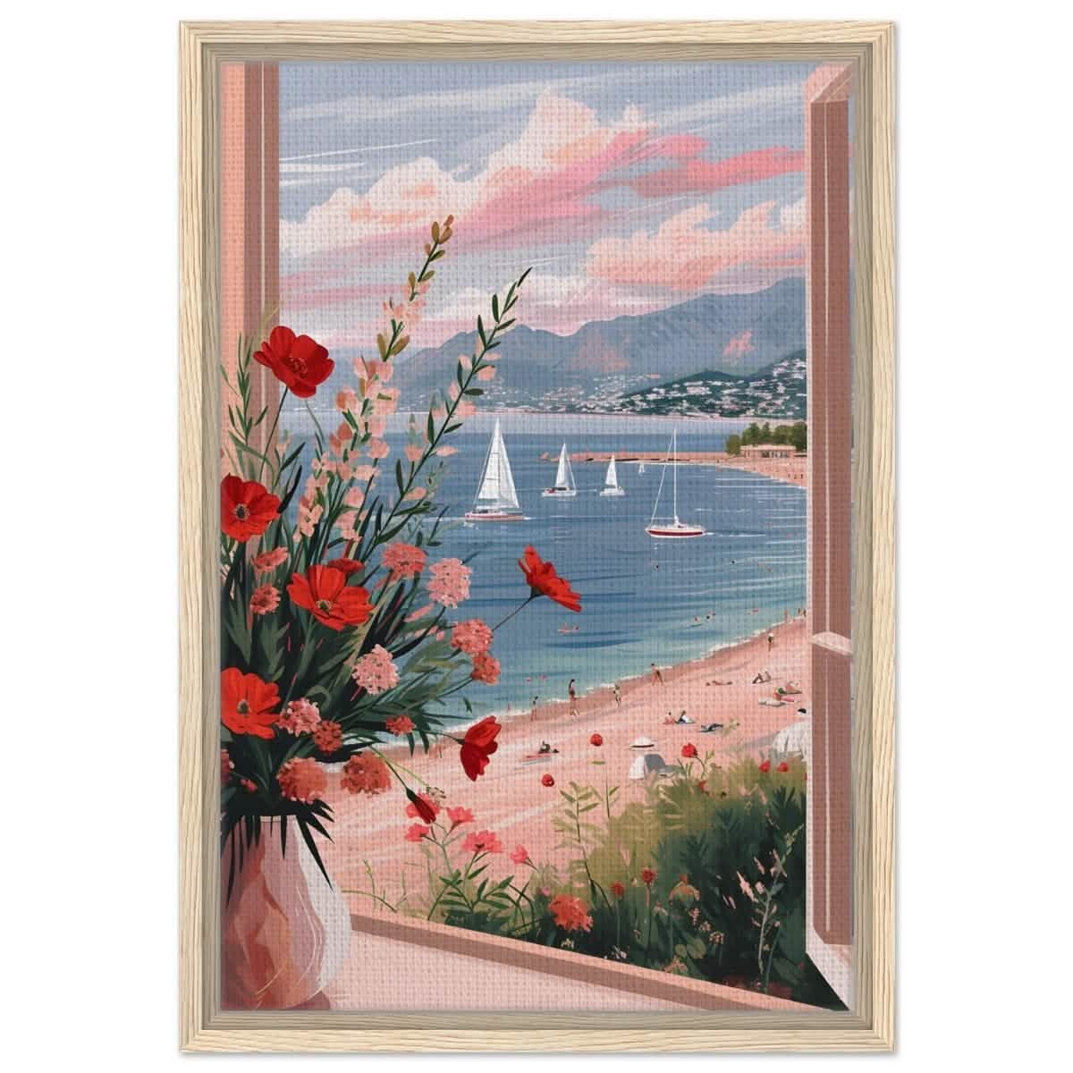 Sunset by the Bay | Contemporary Impressionism Wall art print - 40x60 cm / 16x24″ - Framed Canvas - Wood frame