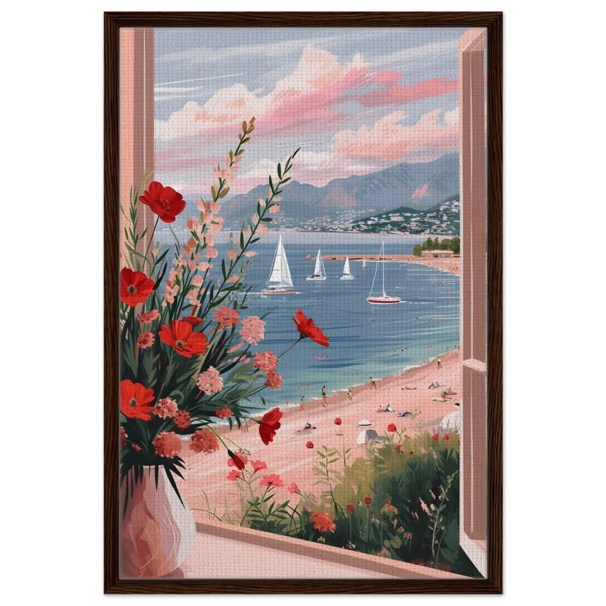 Sunset by the Bay | Contemporary Impressionism Wall art print - 60x90 cm / 24x36″ - Framed Canvas - Dark wood frame