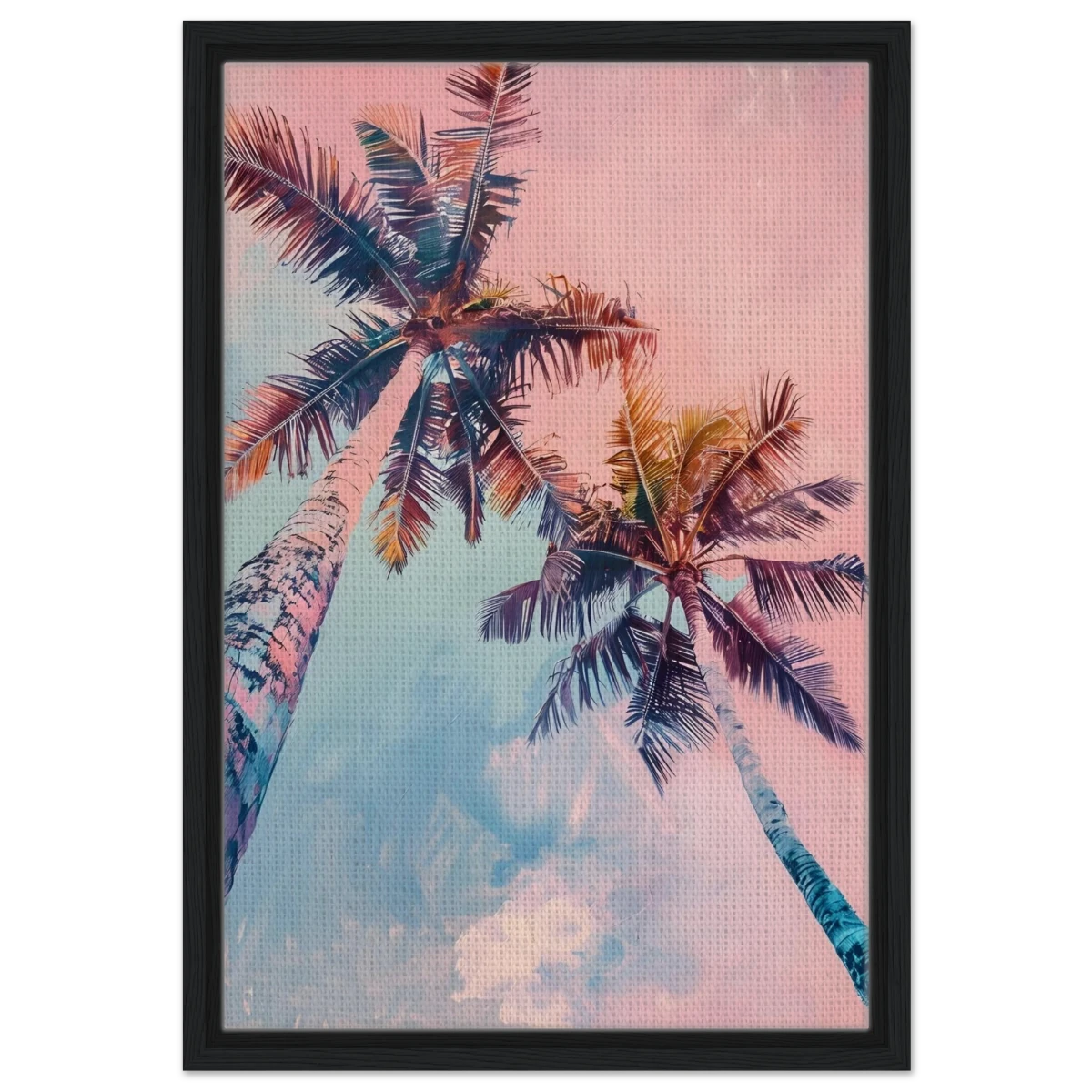 “Sunset Palms” | Wall Art Print - Framed Canvas - 40x60 cm / 16x24″ - Black frame