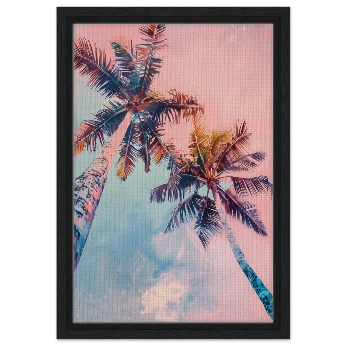 “Sunset Palms” | Wall Art Print - Framed Canvas - 30x45 cm / 12x18″ - Black frame