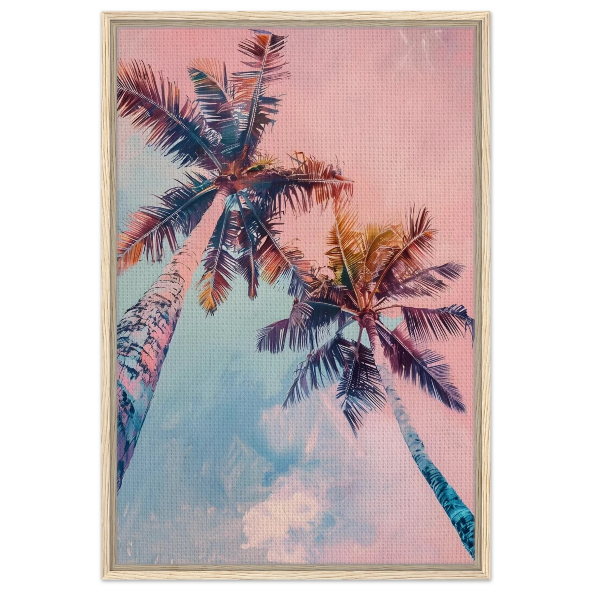 “Sunset Palms” | Wall Art Print - Framed Canvas - 60x90 cm / 24x36″ - Wood frame
