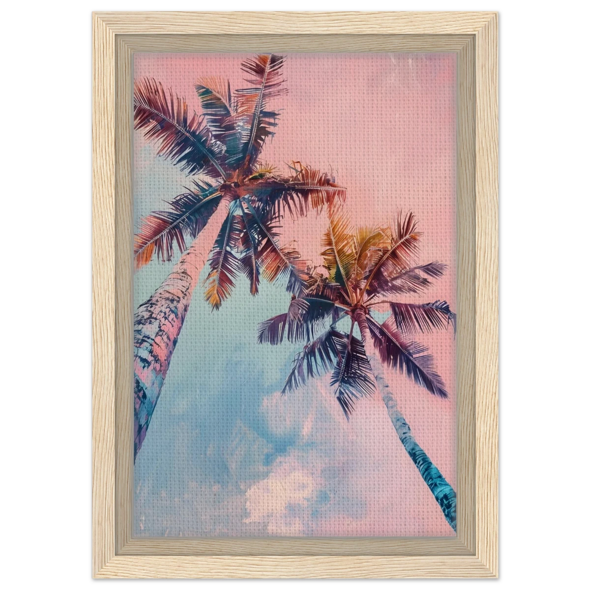 “Sunset Palms” | Wall Art Print - Framed Canvas - 20x30 cm / 8x12″ - Wood frame