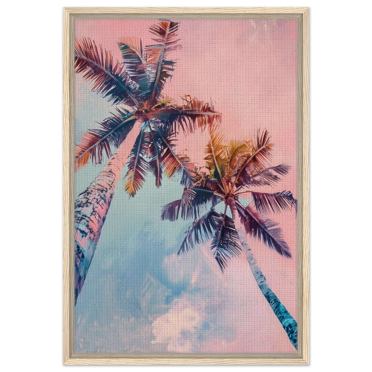 “Sunset Palms” | Wall Art Print - Framed Canvas - 50x75 cm / 20x30″ - Wood frame