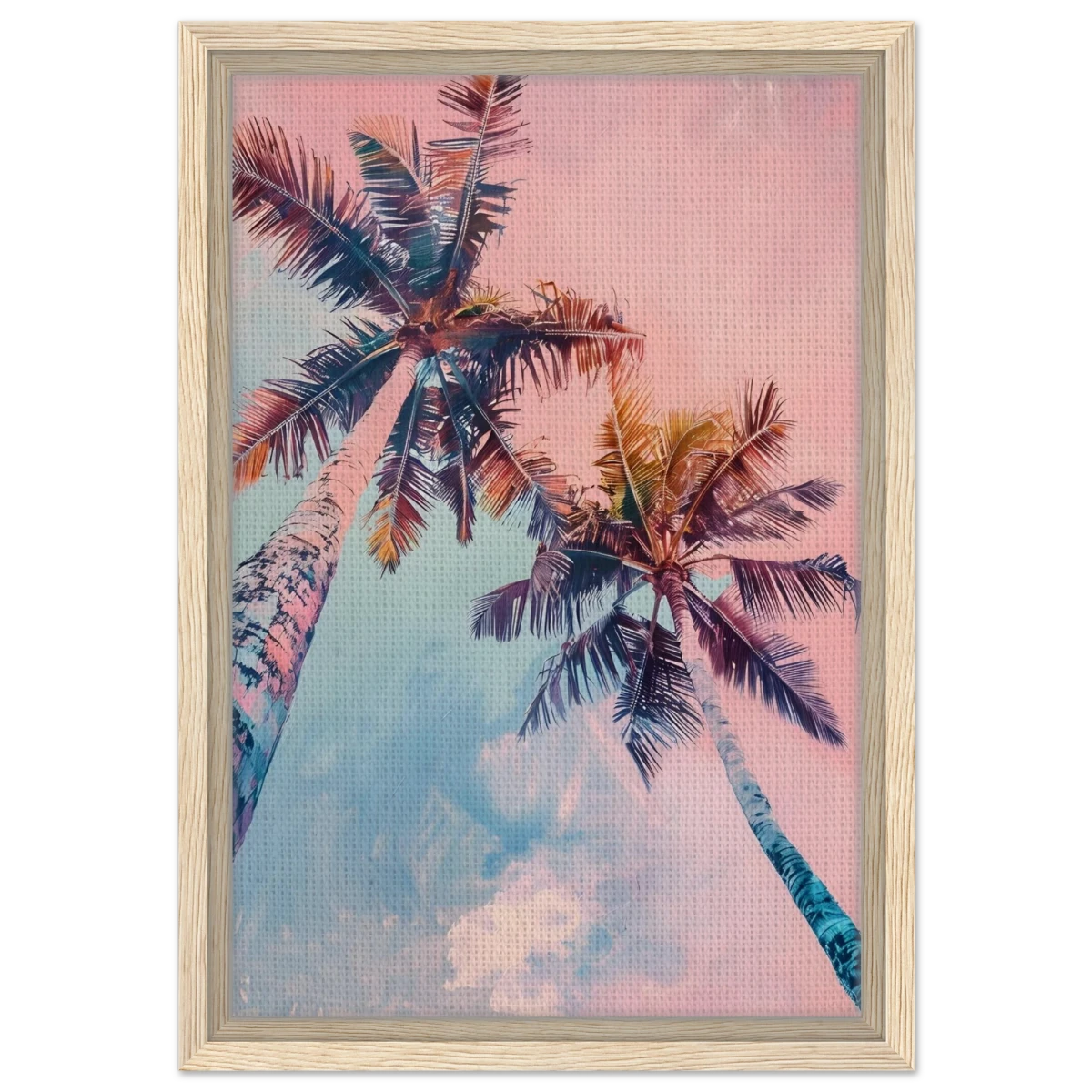“Sunset Palms” | Wall Art Print - Framed Canvas - 30x45 cm / 12x18″ - Wood frame