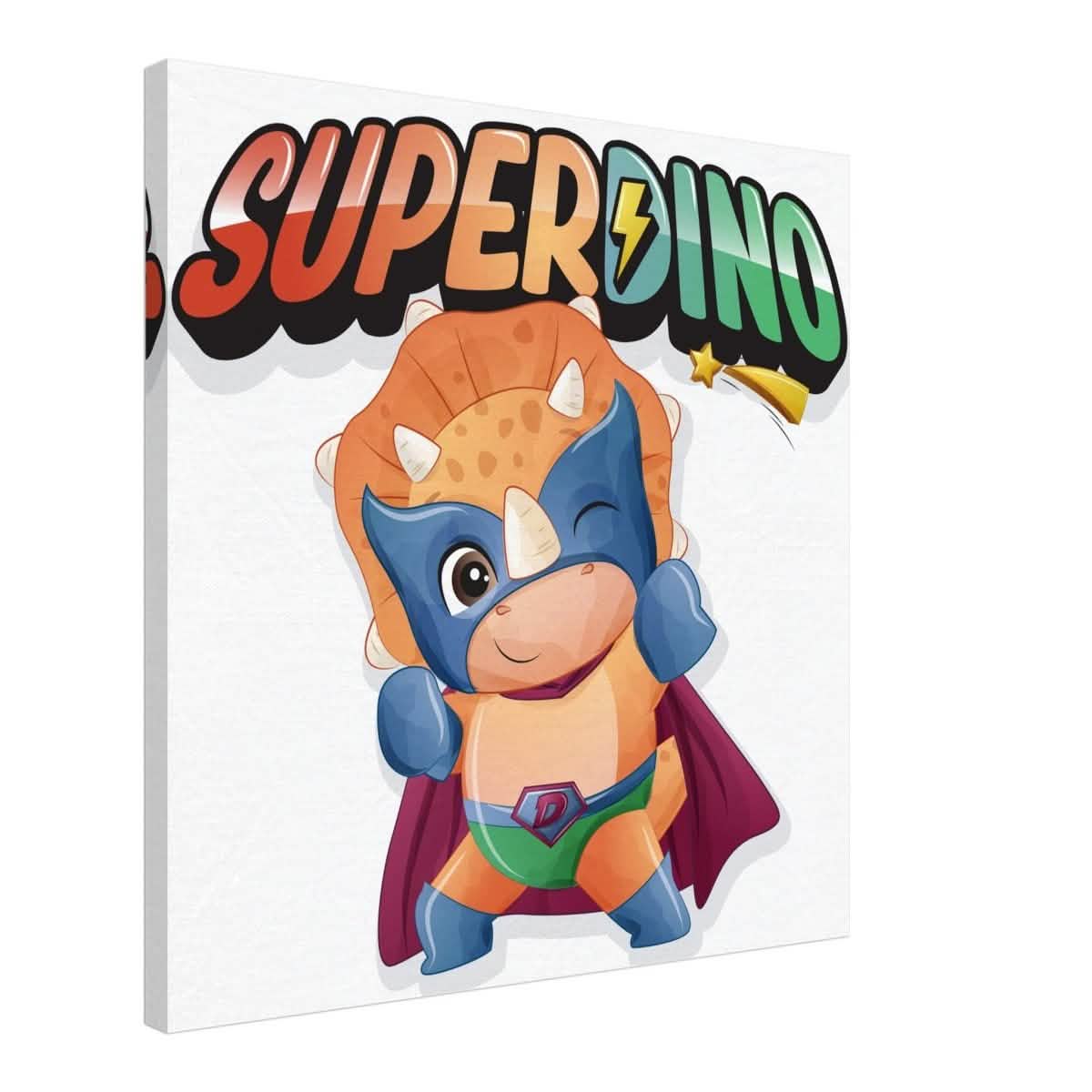 SUPERDINO V1 | Kids Room Canvas Wall Art Print - Immersive Nursery Decor with Enhanced Texture - 60x60 cm / 24x24″ - Design Option 1 -