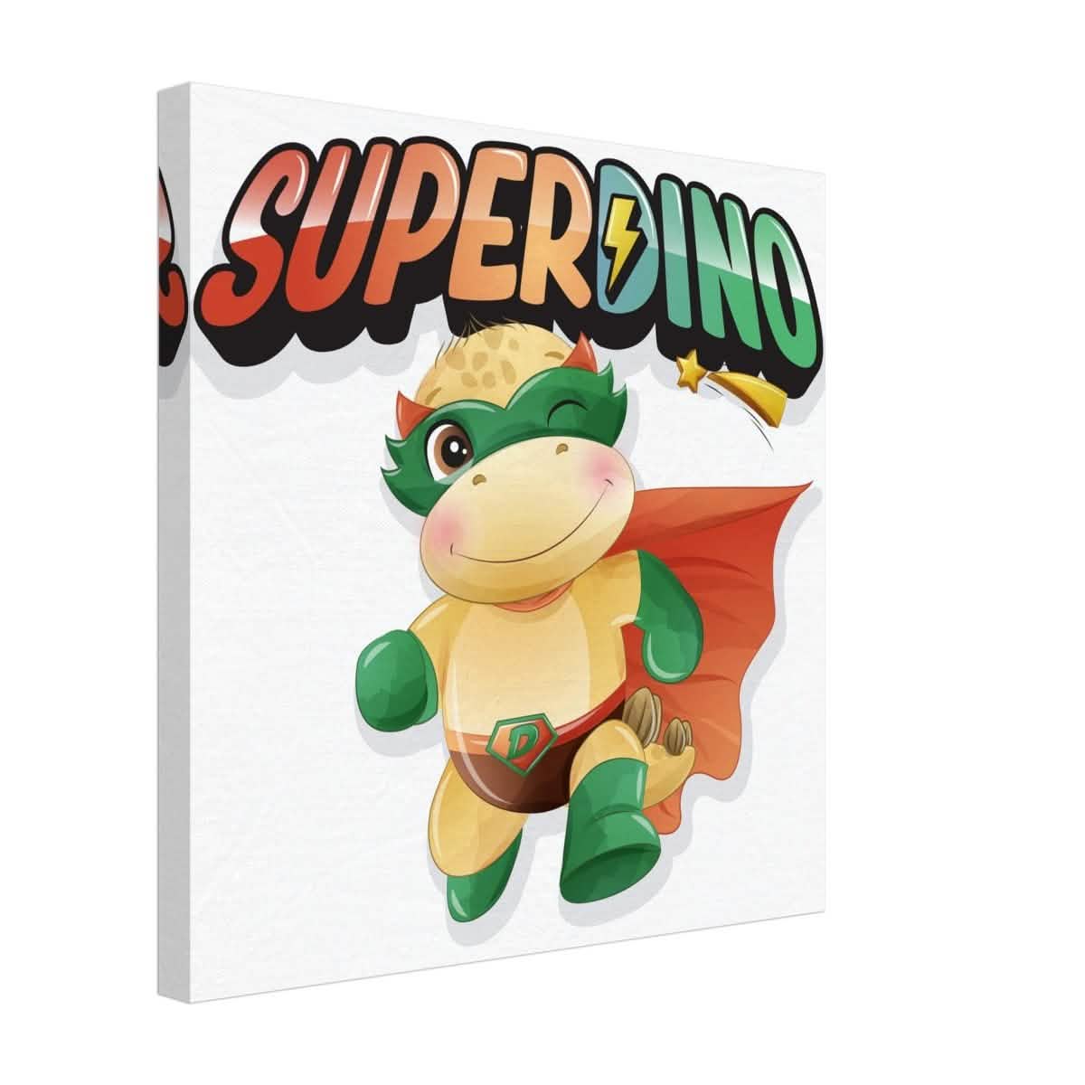SUPERDINO V1 | Kids Room Canvas Wall Art Print - Immersive Nursery Decor with Enhanced Texture - 40x40 cm / 16x16″ - Design Option 3 -