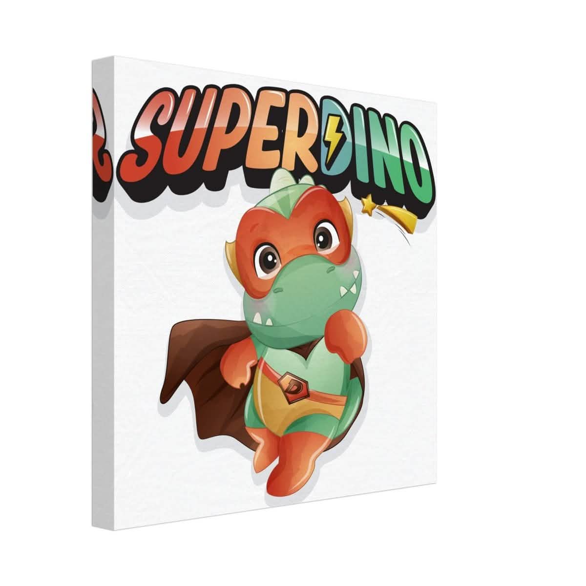 SUPERDINO V1 | Kids Room Canvas Wall Art Print - Immersive Nursery Decor with Enhanced Texture - 30x30 cm / 12x12″ - Design Option 2 -