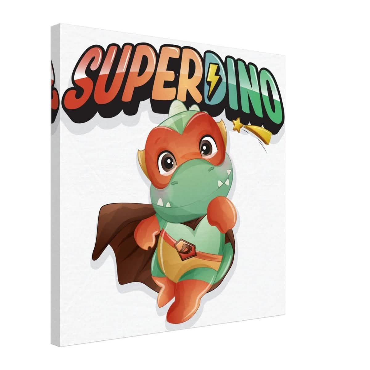 SUPERDINO V1 | Kids Room Canvas Wall Art Print - Immersive Nursery Decor with Enhanced Texture - 50x50 cm / 20x20″ - Design Option 2 -