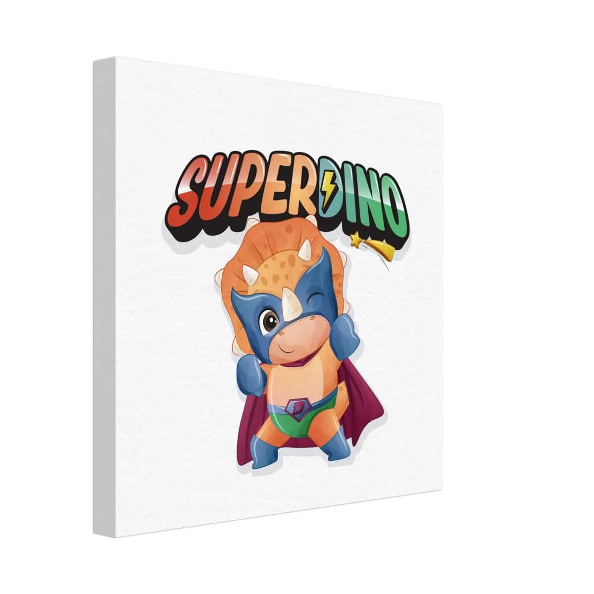 SUPERDINO V1 | Kids Room Canvas Wall Art Print - Immersive Nursery Decor with Enhanced Texture - 30x30 cm / 12x12″ - Design Option 1 -