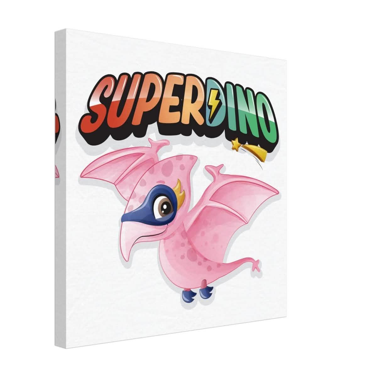 SUPERDINO V2 | Kids Room Canvas Wall Art Print - Immersive Nursery Decor with Enhanced Texture - 40x40 cm / 16x16″ - Design Option 2 -