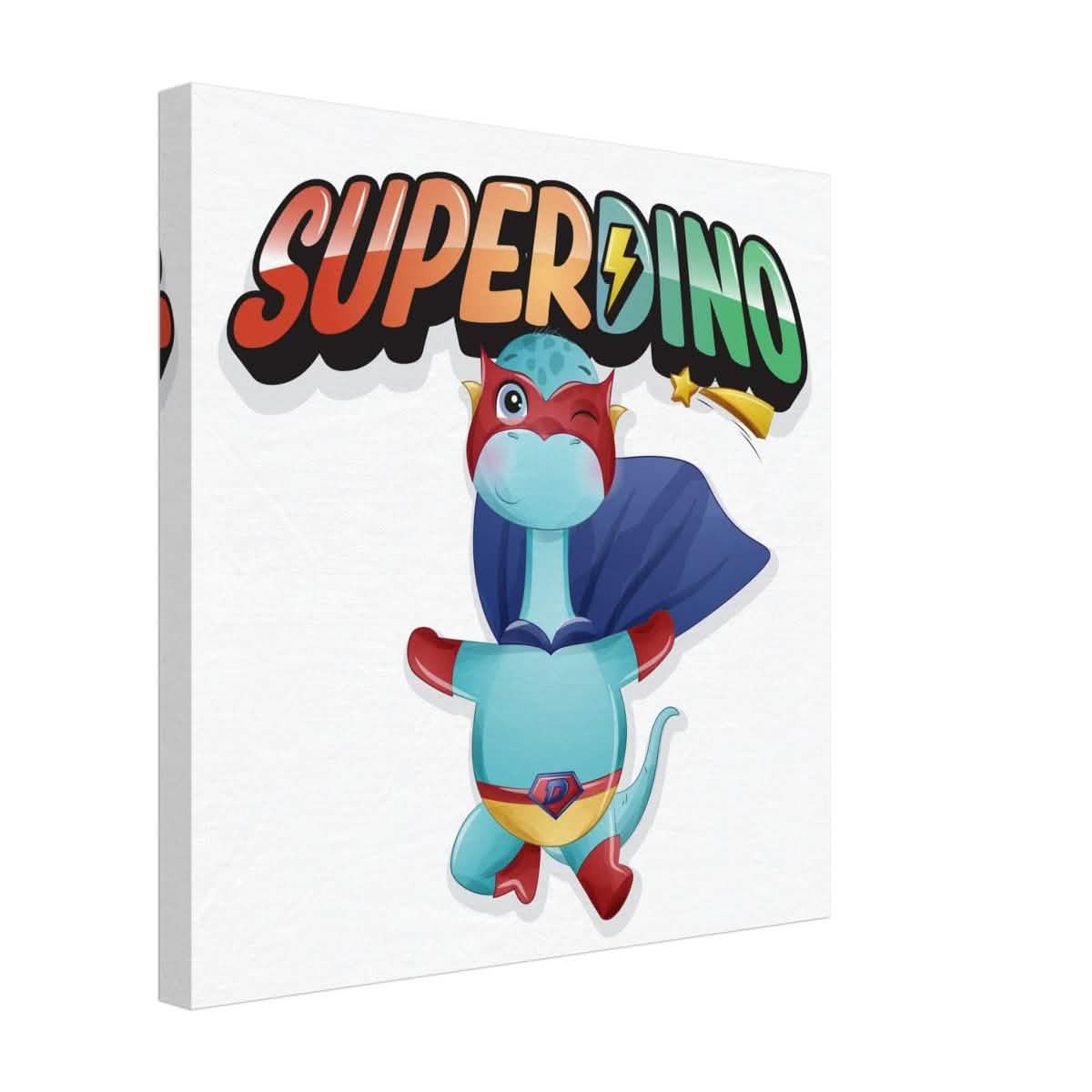 SUPERDINO V2 | Kids Room Canvas Wall Art Print - Immersive Nursery Decor with Enhanced Texture - 40x40 cm / 16x16″ - Design Option 3 -