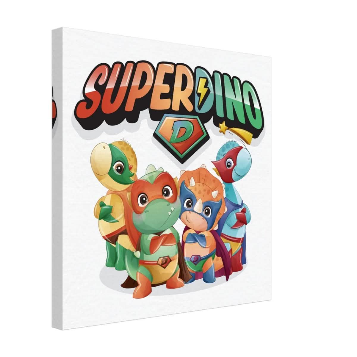 SUPERDINO V2 | Kids Room Canvas Wall Art Print - Immersive Nursery Decor with Enhanced Texture - 40x40 cm / 16x16″ - Design Option 1 -