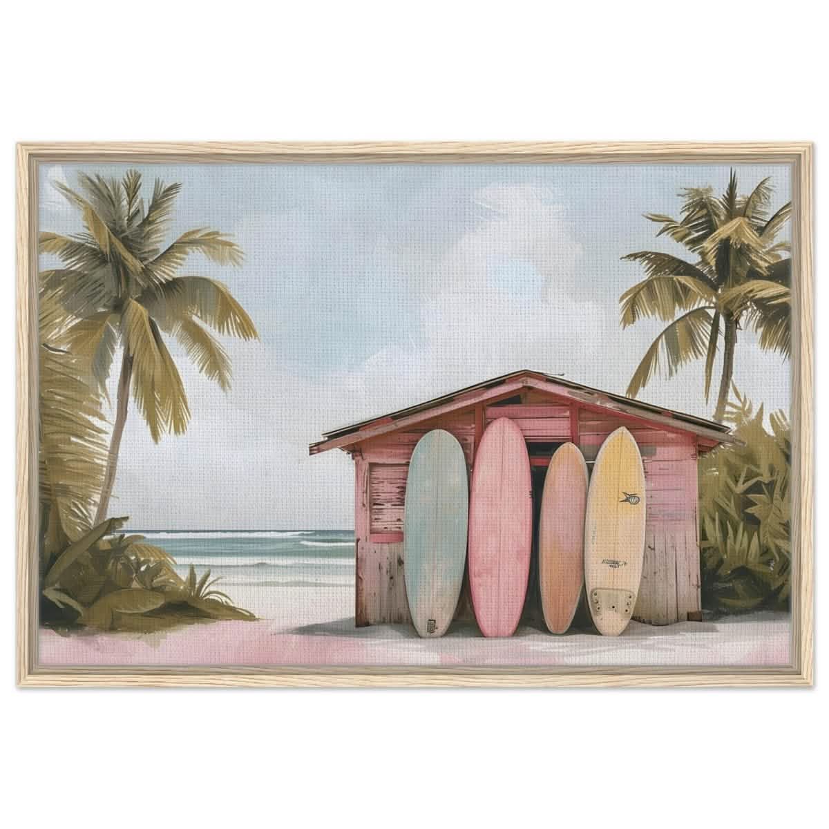 Surfside Retreat | Modern Coastal Wall art Print - Framed Canvas - 60x90 cm / 24x36″ - Wood frame