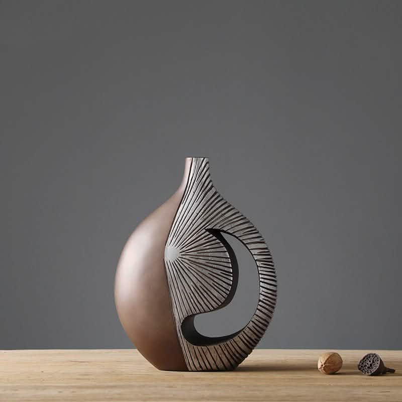 Sweeping Silver Resin Vase – Modern Abstract Floor & Table Décor - B -