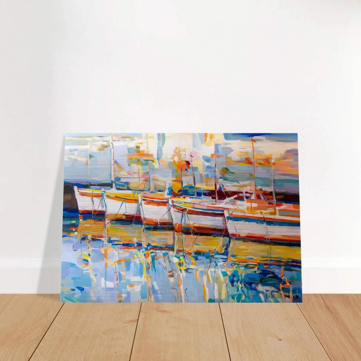 “Symphony of Sails” – Vibrant Reflections in a Seaside Dream | Wall art - Brushed Aluminum Print - 70x100 cm / 28x40″ -