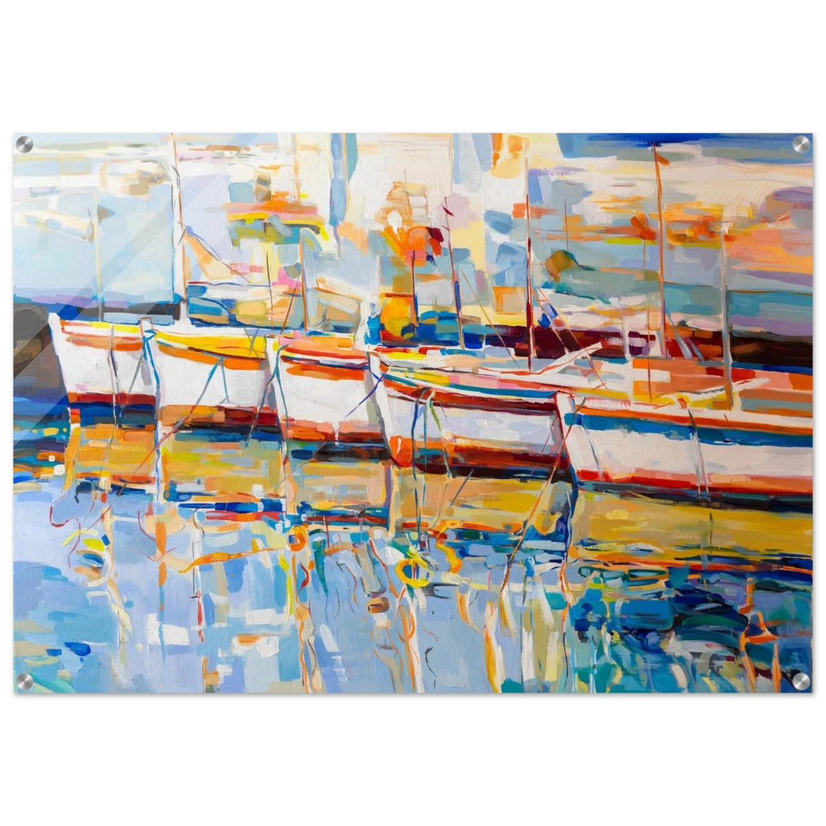 “Symphony of Sails” – Vibrant Reflections in a Seaside Dream | Wall art - Acrylic Print - 70x100 cm / 28x40″ -