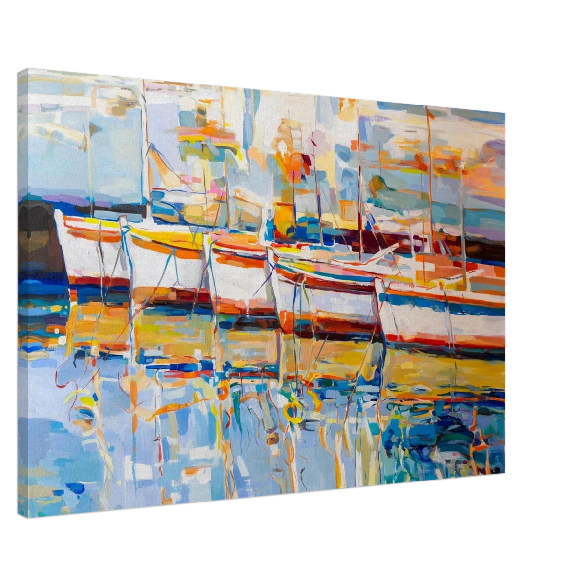 “Symphony of Sails” – Vibrant Reflections in a Seaside Dream | Wall art - Canvas - 60x90 cm / 24x36″ -