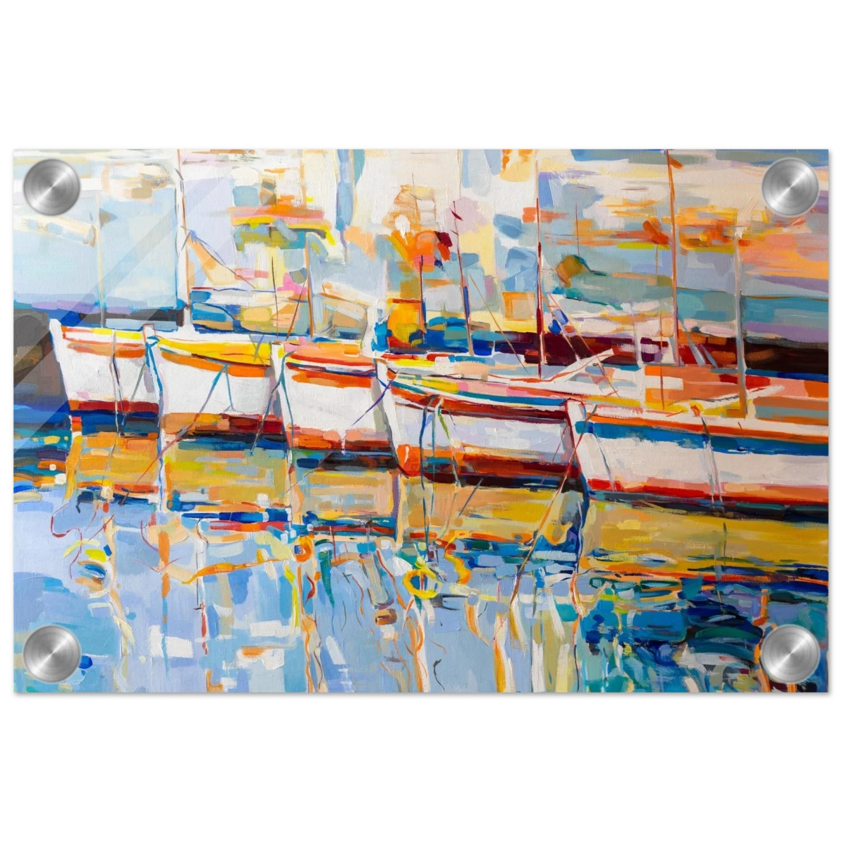 “Symphony of Sails” – Vibrant Reflections in a Seaside Dream | Wall art - Acrylic Print - 20x30 cm / 8x12″ -