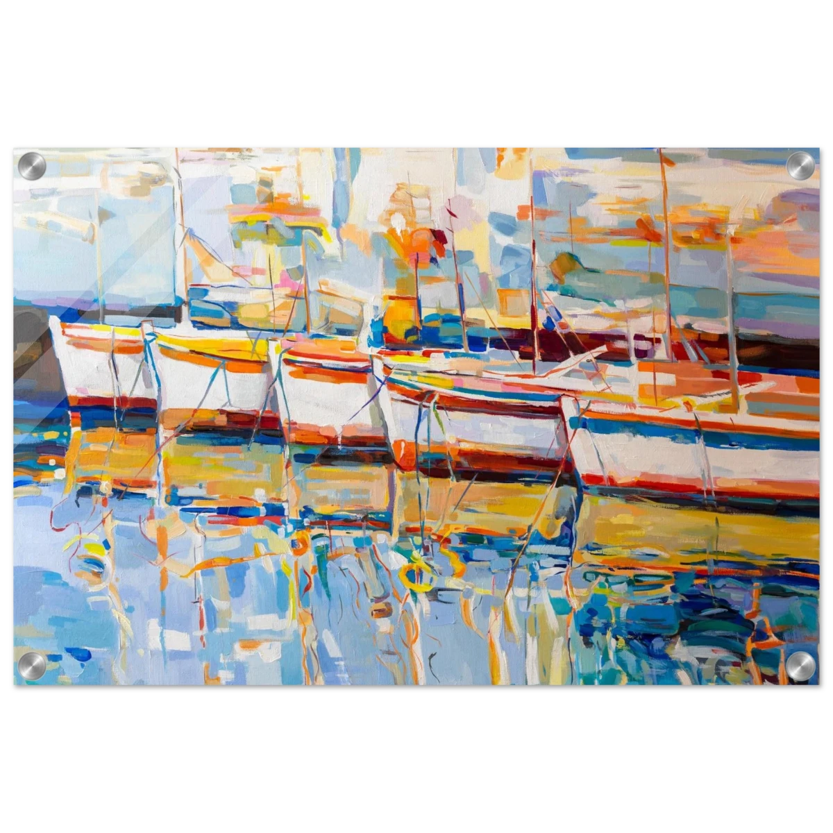 “Symphony of Sails” – Vibrant Reflections in a Seaside Dream | Wall art - Acrylic Print - 40x60 cm / 16x24″ -
