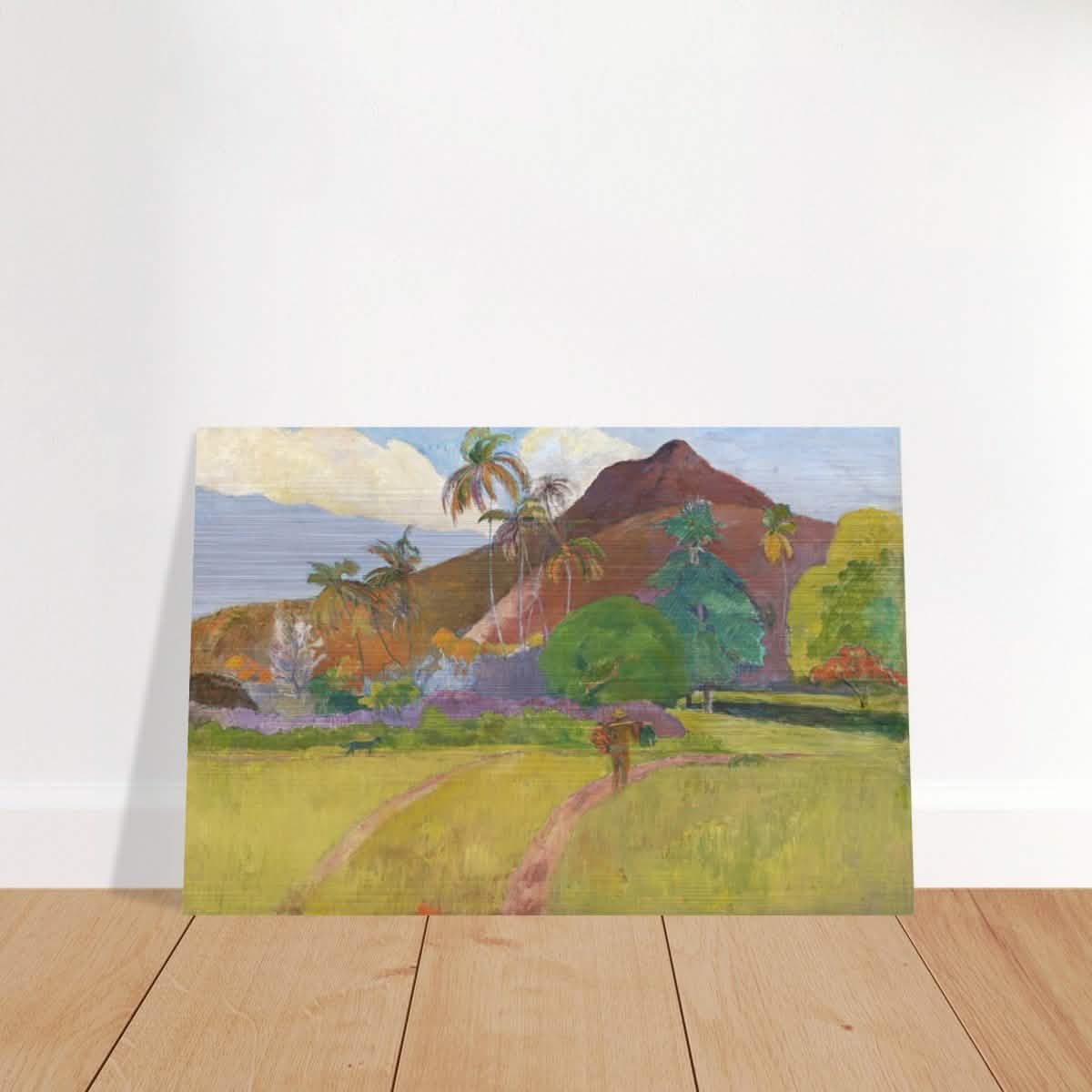 Tahitian Landscape (1891) by Paul Gauguin | Vintage Nature wall art print - Brushed Aluminum Print - 30x45 cm / 12x18″ -