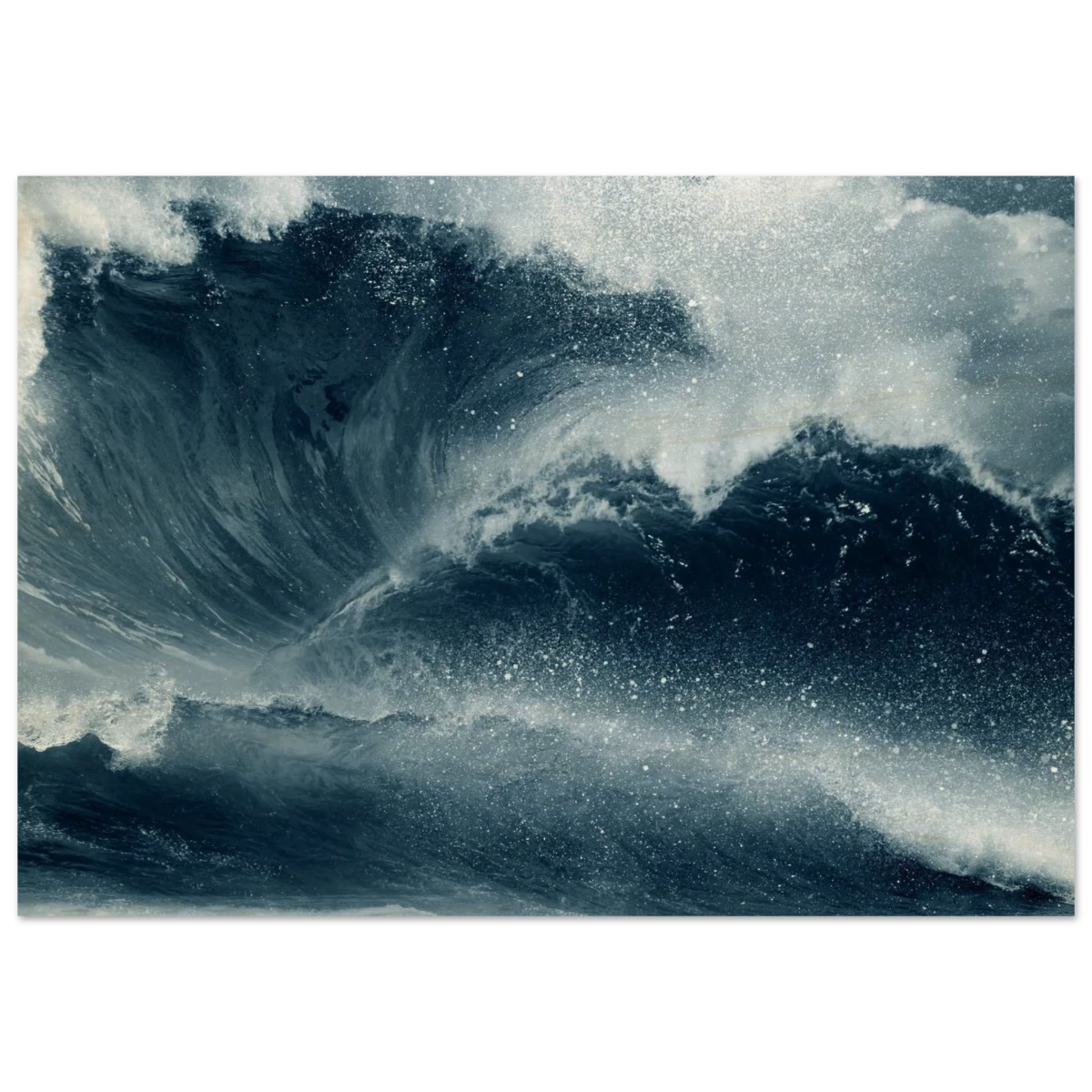 "Tempest Surge" – Monochrome Ocean Wave Wall Art Print - Wood Prints - 70x100 cm / 28x40″ -