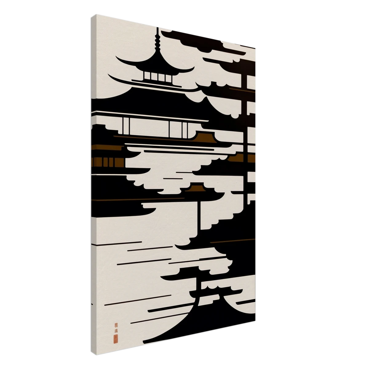 Temple in the Mist | Minimalist Japanese - inspired Wall art Print - Canvas - 60x90 cm / 24x36″ -