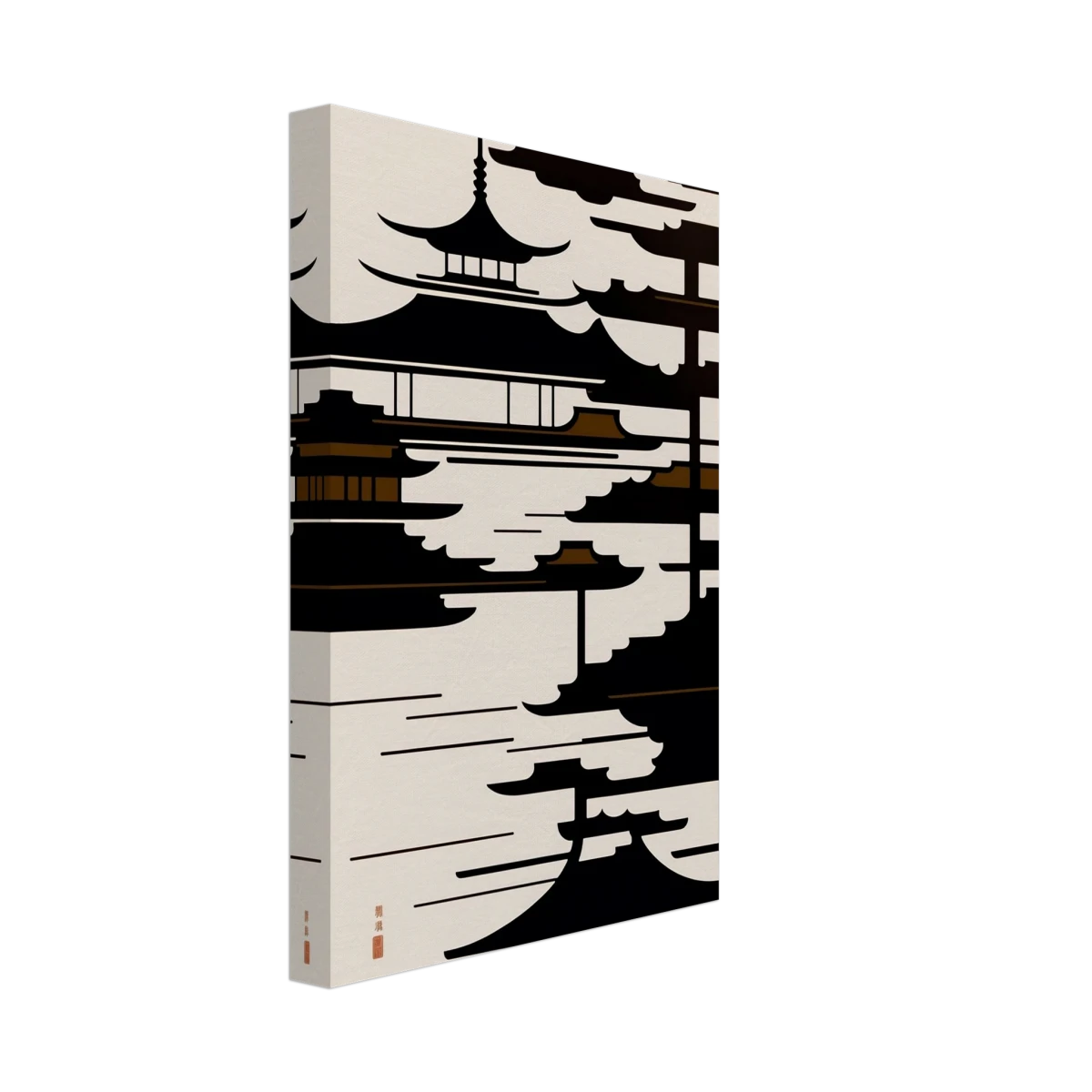 Temple in the Mist | Minimalist Japanese - inspired Wall art Print - Canvas - 20x30 cm / 8x12″ -