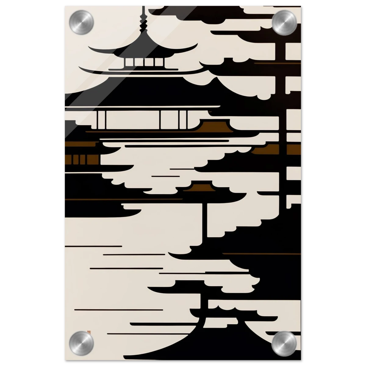 Temple in the Mist | Minimalist Japanese - inspired Wall art Print - Acrylic Print - 20x30 cm / 8x12″ -