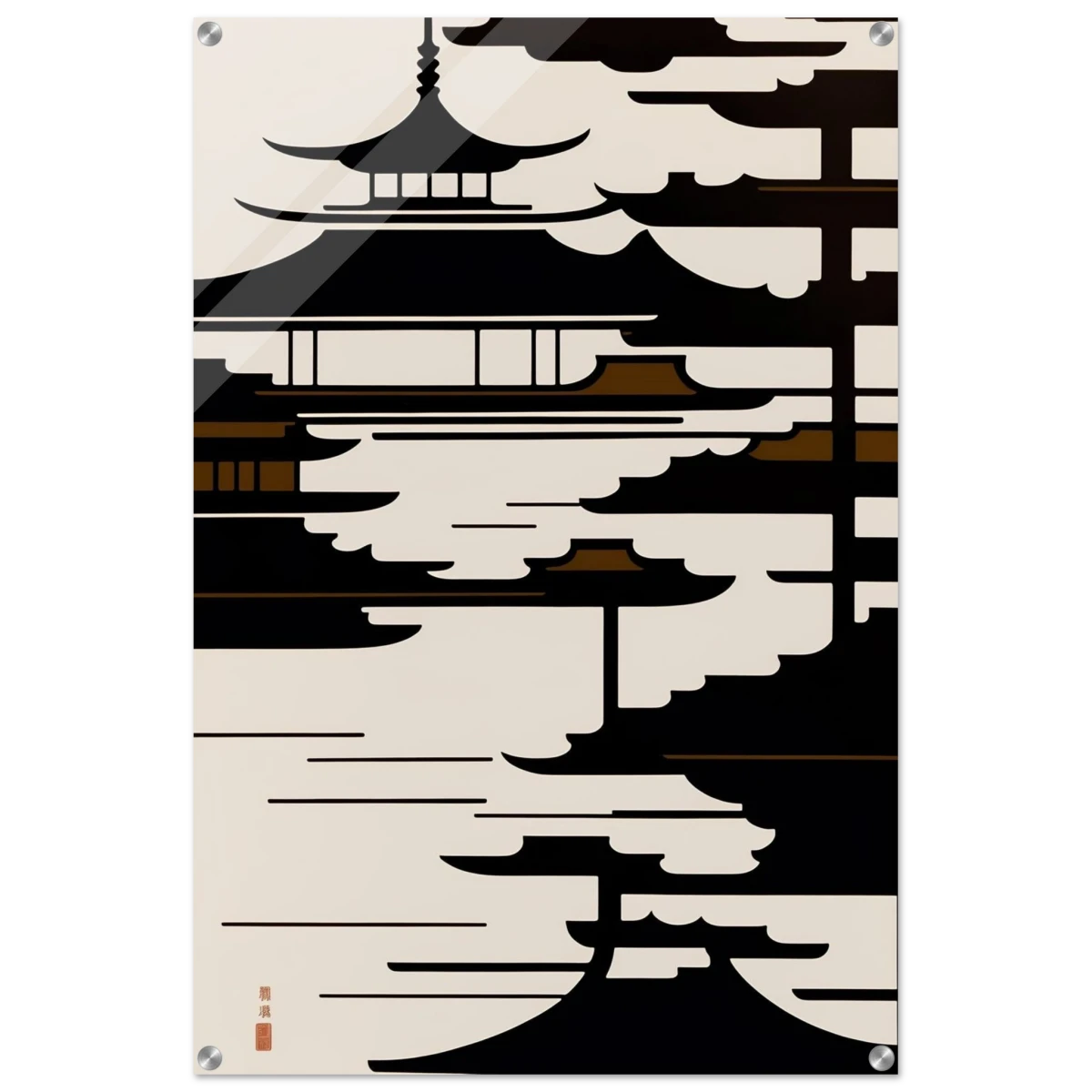 Temple in the Mist | Minimalist Japanese - inspired Wall art Print - Acrylic Print - 60x90 cm / 24x36″ -