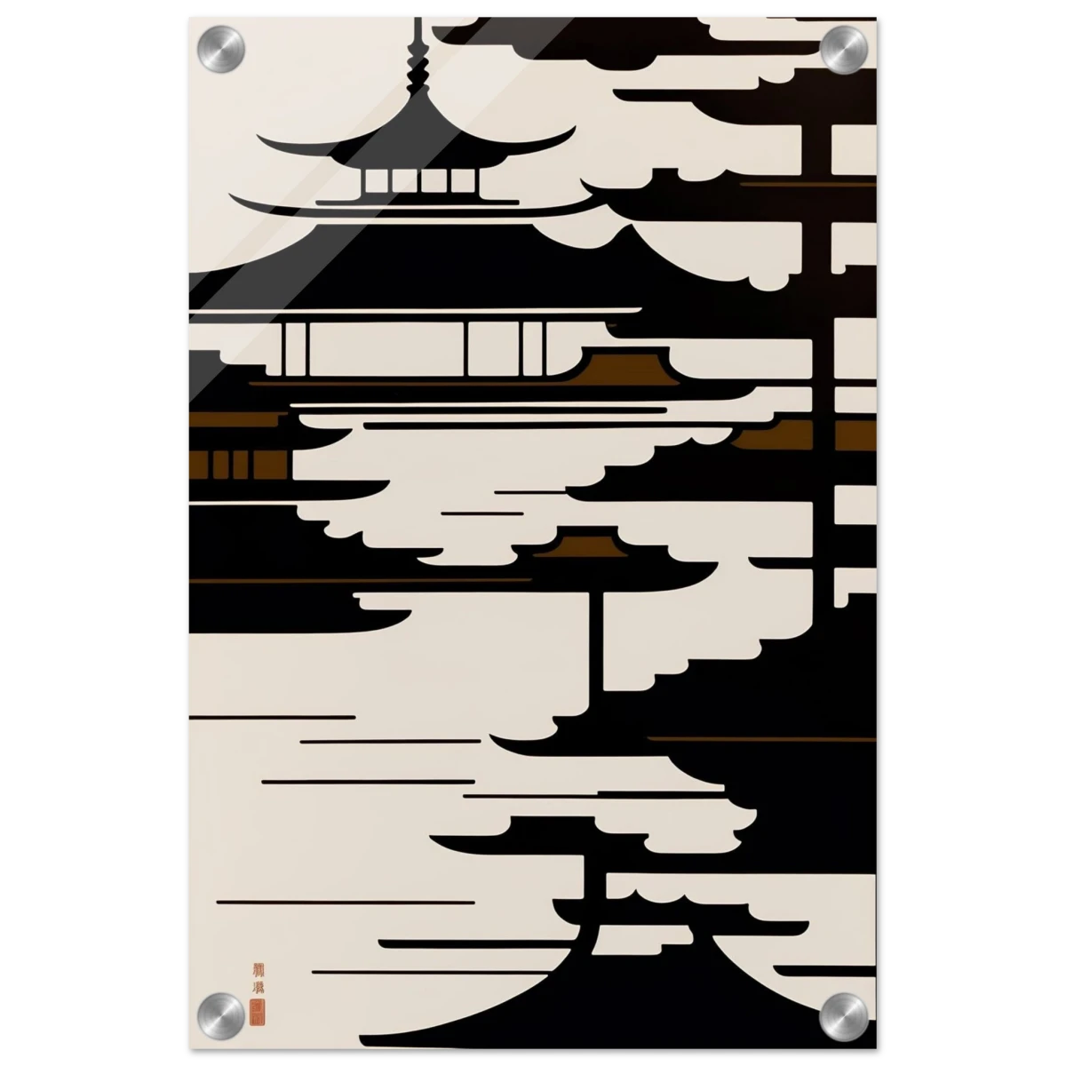 Temple in the Mist | Minimalist Japanese - inspired Wall art Print - Acrylic Print - 30x45 cm / 12x18″ -