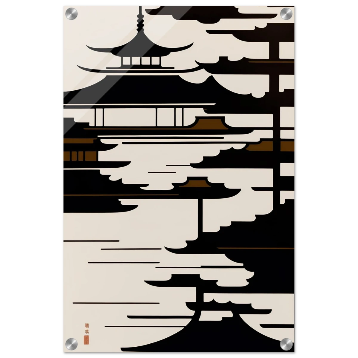 Temple in the Mist | Minimalist Japanese - inspired Wall art Print - Acrylic Print - 40x60 cm / 16x24″ -