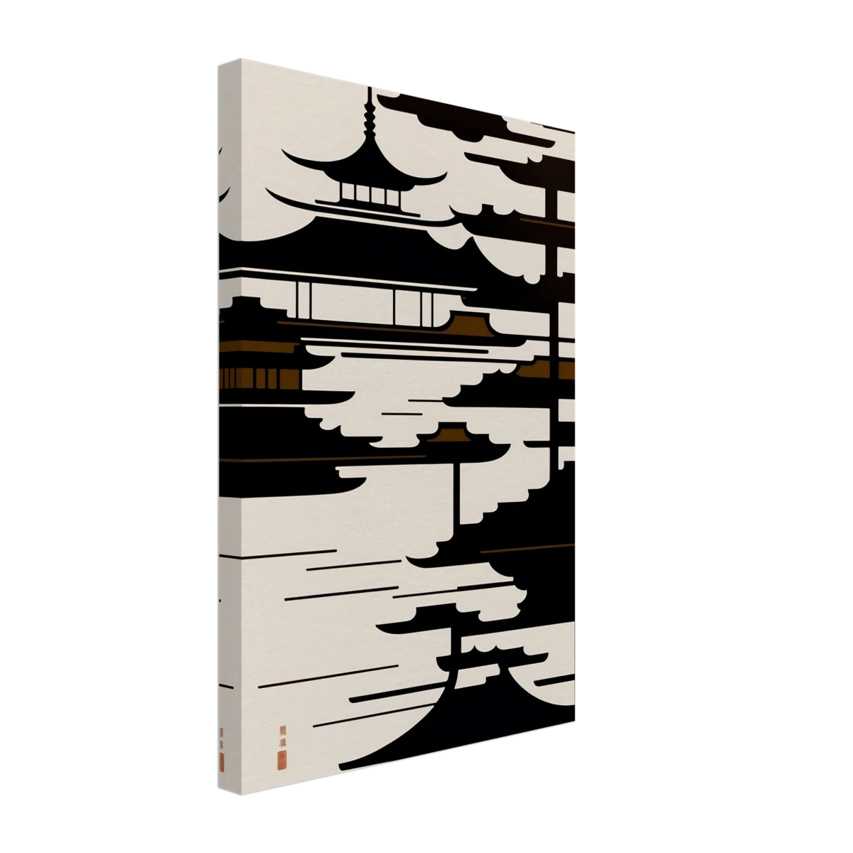 Temple in the Mist | Minimalist Japanese - inspired Wall art Print - Canvas - 30x45 cm / 12x18″ -