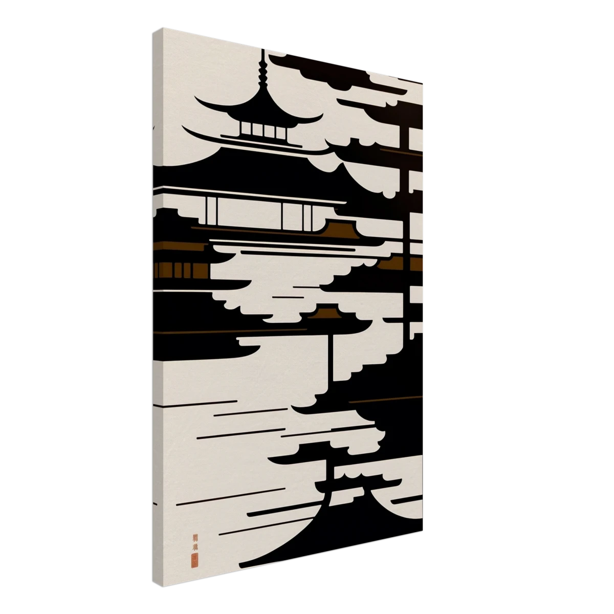 Temple in the Mist | Minimalist Japanese - inspired Wall art Print - Canvas - 50x75 cm / 20x30″ -