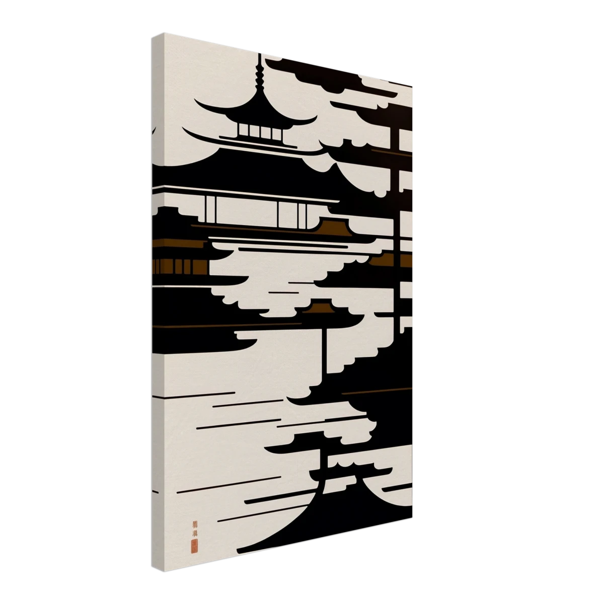 Temple in the Mist | Minimalist Japanese - inspired Wall art Print - Canvas - 40x60 cm / 16x24″ -