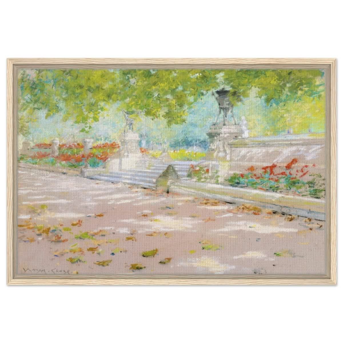 Terrace, Prospect Park William by Merritt Chase 1887 | Wall art Print - 50x75 cm / 20x30″ - Framed Canvas - Wood frame