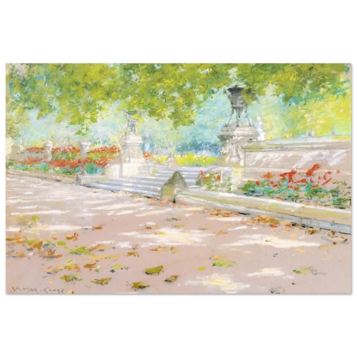 Terrace, Prospect Park William by Merritt Chase 1887 | Wall art Print - 40x60 cm / 16x24″ - Aluminum Print -