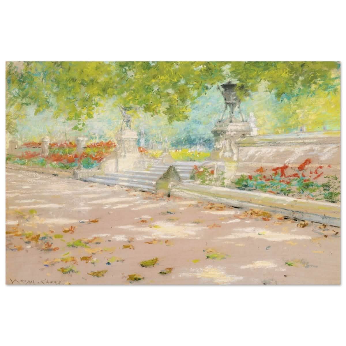 Terrace, Prospect Park William by Merritt Chase 1887 | Wall art Print - 40x60 cm / 16x24″ - Wood Prints -