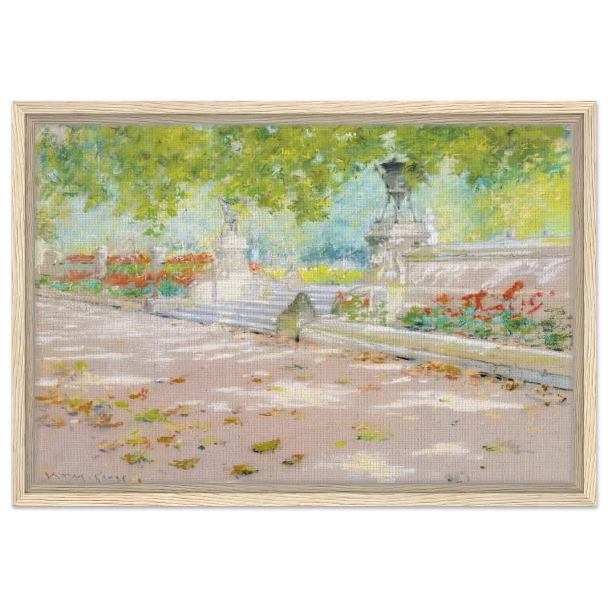 Terrace, Prospect Park William by Merritt Chase 1887 | Wall art Print - 40x60 cm / 16x24″ - Framed Canvas - Wood frame