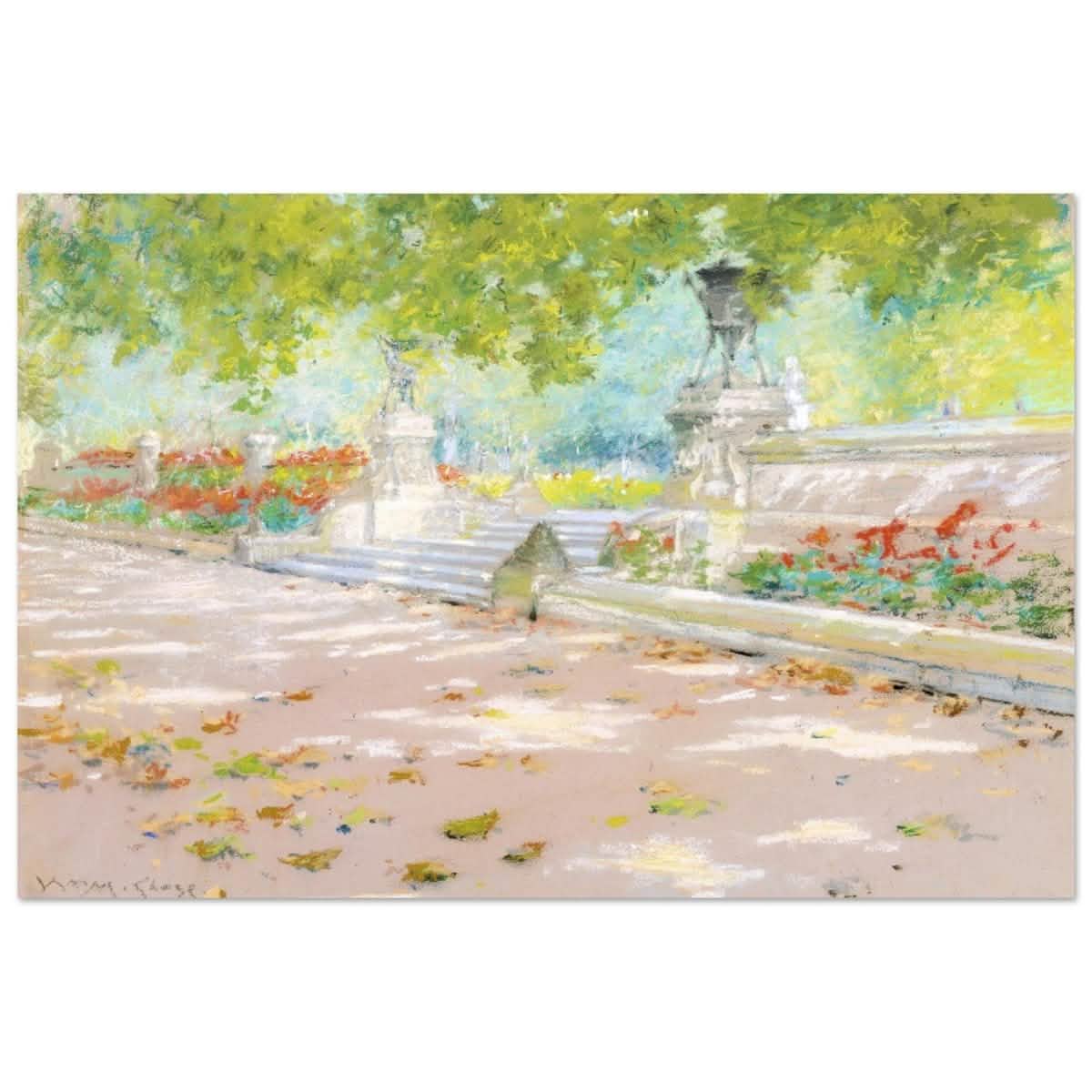 Terrace, Prospect Park William by Merritt Chase 1887 | Wall art Print - 60x90 cm / 24x36″ - Aluminum Print -