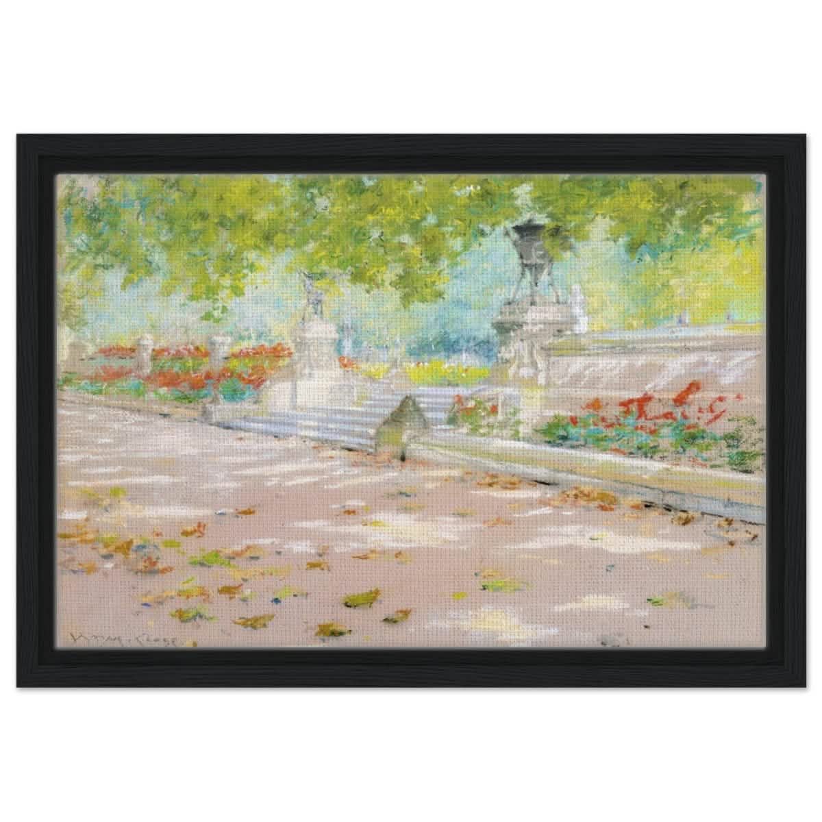 Terrace, Prospect Park William by Merritt Chase 1887 | Wall art Print - 30x45 cm / 12x18″ - Framed Canvas - Black frame