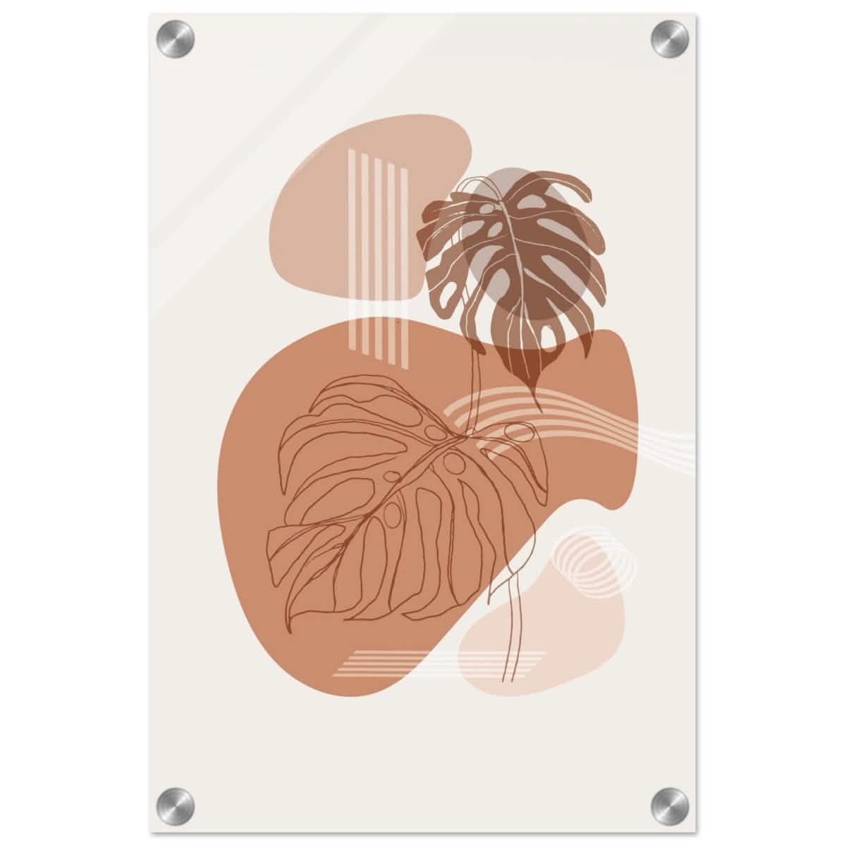 Terracotta Monstera Harmony | Wall art Print - 30x45 cm / 12x18″ - Acrylic Print -