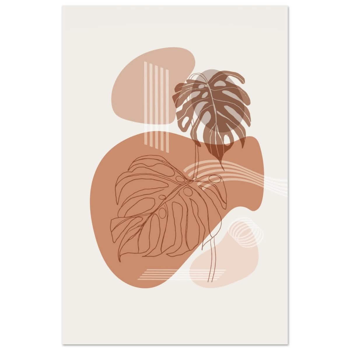 Terracotta Monstera Harmony | Wall art Print - 60x90 cm / 24x36″ - Aluminum Print -
