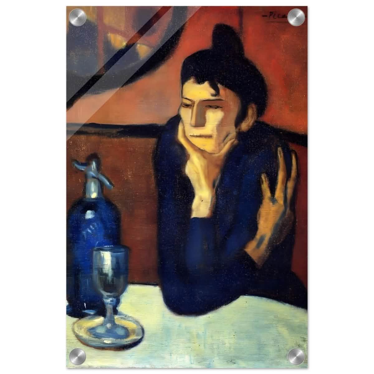 The Absinthe Drinker by Pablo Picasso | Vintage wall art print | Blue Period - Acrylic Print - 30x45 cm / 12x18″ -