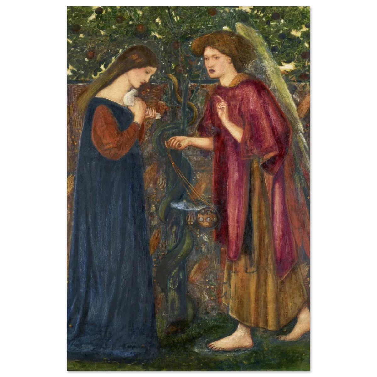 The Annunciation by Sir Edward Burne–Jones | A Masterpiece of Pre - Raphaelite Art | wall Art Print - Wood Prints - 60x90 cm / 24x36″ -