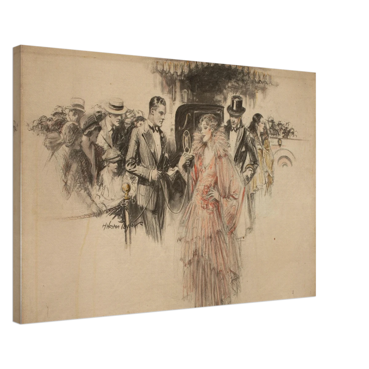 "The Arrival" – Gilded Age Fashion & Society by H. Weston Taylor | Vintage Illustration Wall Art Print - Canvas - 50x75 cm / 20x30″ -