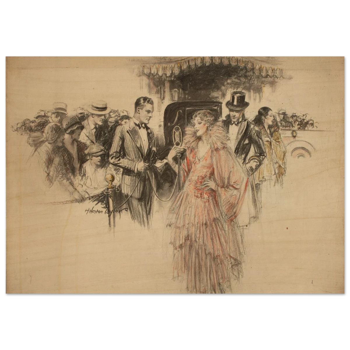 "The Arrival" – Gilded Age Fashion & Society by H. Weston Taylor | Vintage Illustration Wall Art Print - Wood Prints - 70x100 cm / 28x40″ -