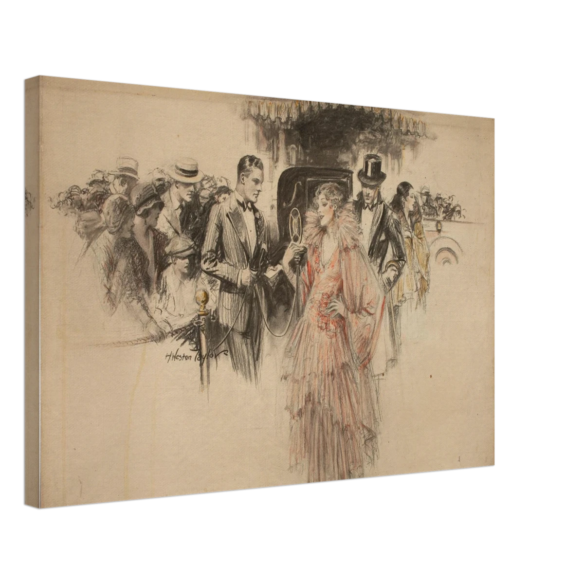 "The Arrival" – Gilded Age Fashion & Society by H. Weston Taylor | Vintage Illustration Wall Art Print - Canvas - 40x60 cm / 16x24″ -